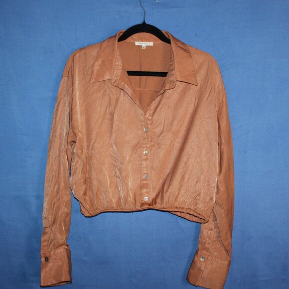 Cropped Button Down Blouse M - Picture 1 of 6